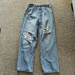 RSQ High Rise Blue Denim Distressed Jeans